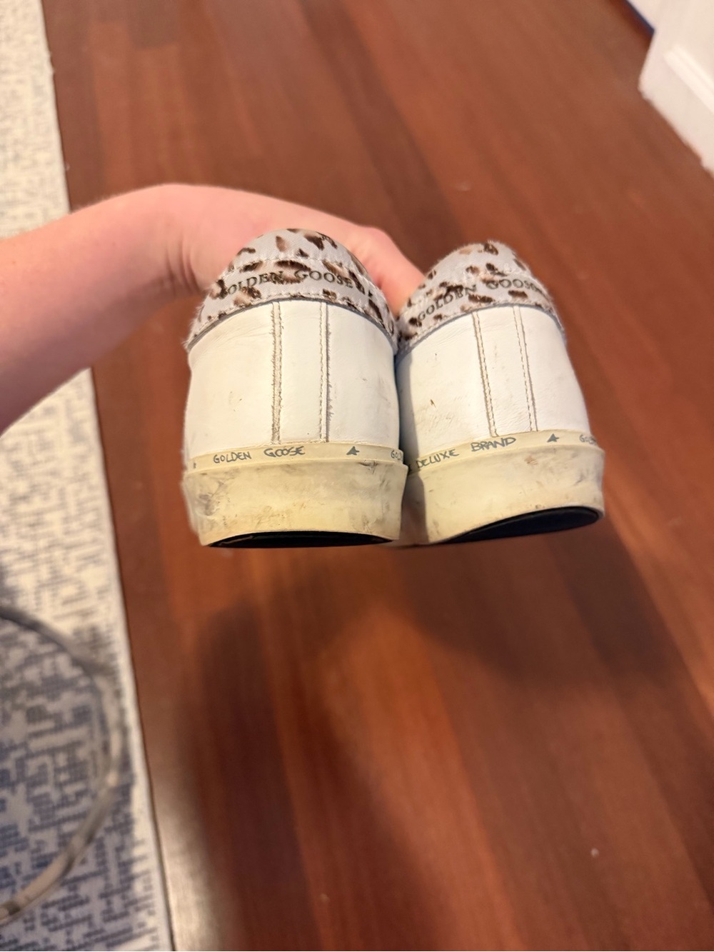 Golden Goose Super-Star Sneakers White Blue Star Leopard Heel Size 41 - Picture 4 of 5